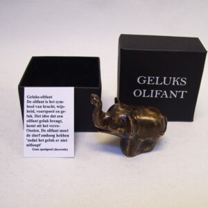 Geluks-olifant brons in doosje  - 6 cm