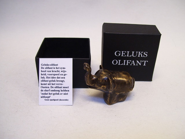 Geluks-olifant brons in doosje  - 6 cm